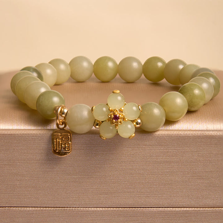 Buddha Stones Groene jade bloem Fu karakter Armband - image 2