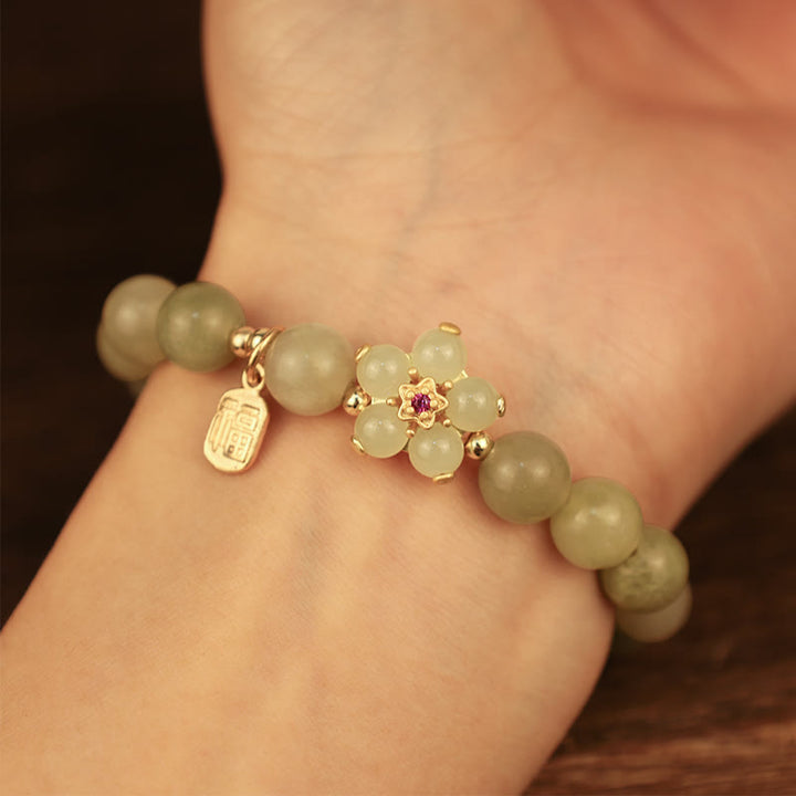 Buddha Stones Groene jade bloem Fu karakter Armband - image 3