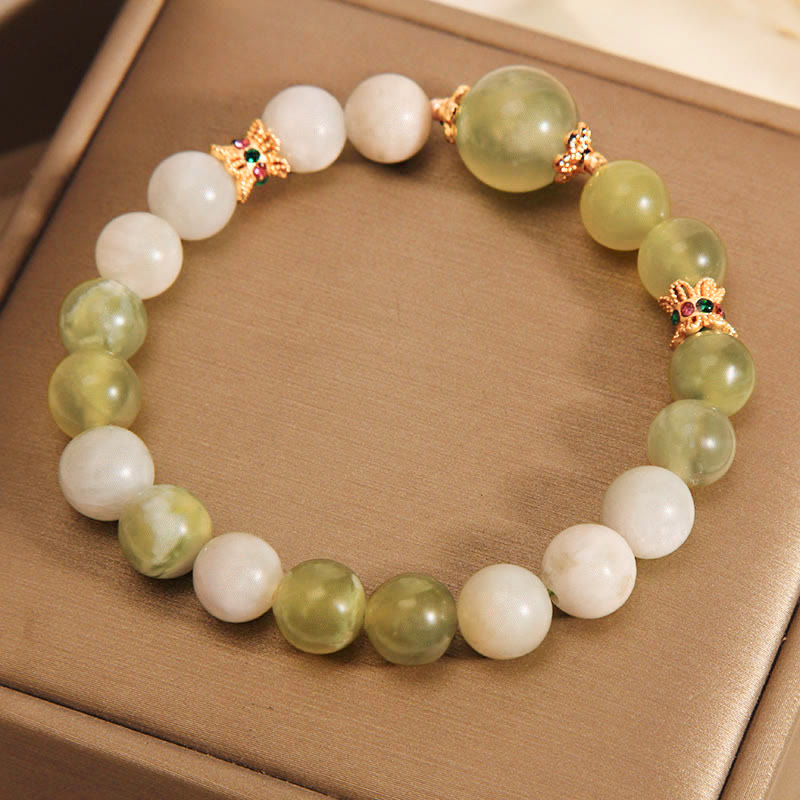 Buddha Stones Groene druivenkleurige jade Armband met overvloed - image 2