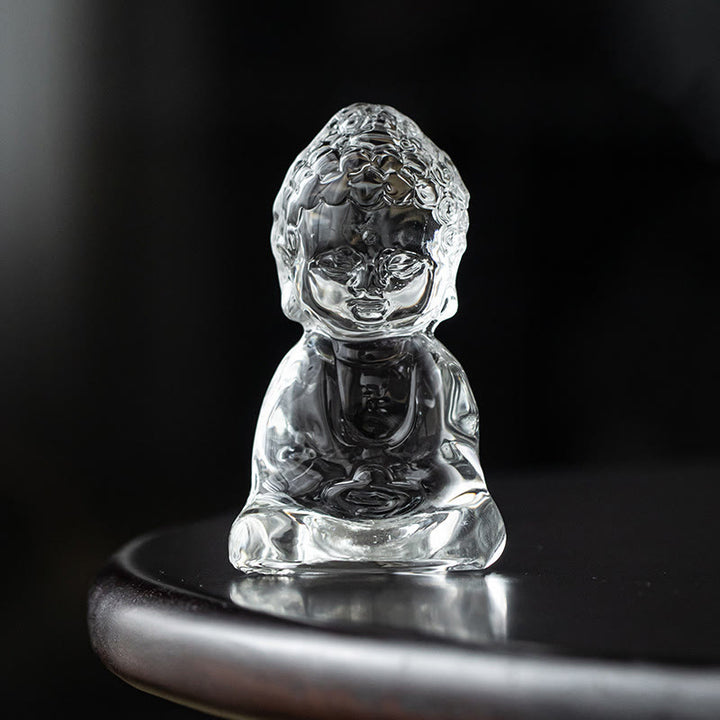 Buddha Stones Mini Tathagata Boeddha Liuli Serenity Bureaudecoratie - Transparante Boeddha 5,3*4*8,5 cm - image 9