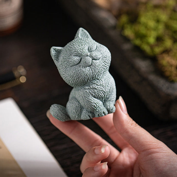 Buddha Stones Klein katje, theepotje, beeldje voor op het bureau als decoratie. - image 4