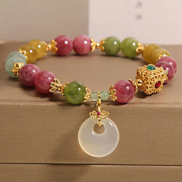 Buddha Stones Kleurrijke toermalijn vredesgesp bedeltje Armband - Toermalijn (Positief♥Liefde) (Polsomtrek 14-16 cm) - image 0