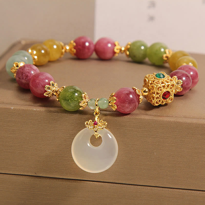 Buddha Stones Kleurrijke toermalijn vredesgesp bedeltje Armband - image 2