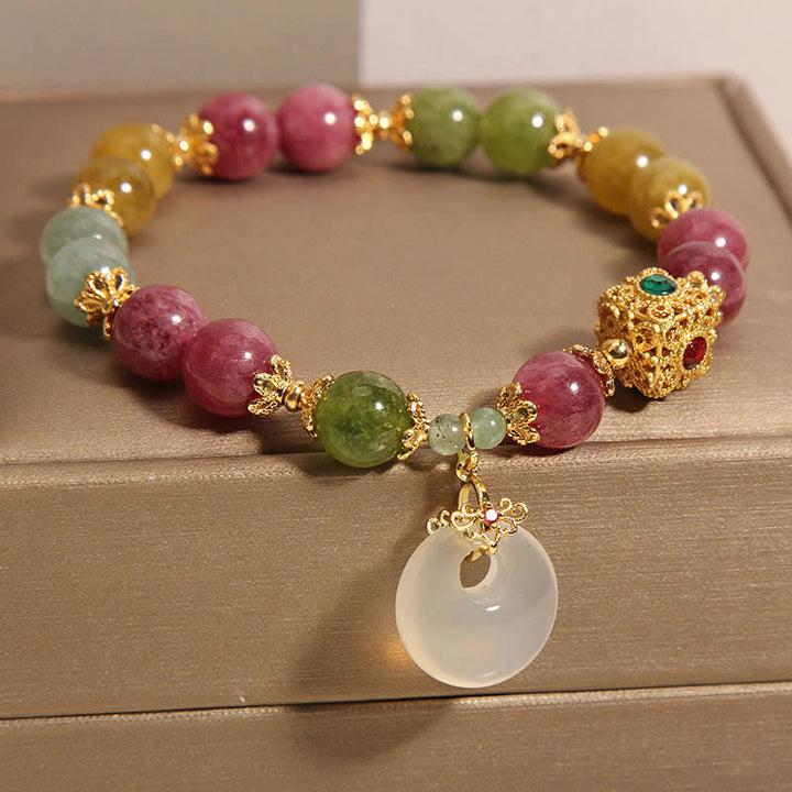 Buddha Stones Kleurrijke toermalijn vredesgesp bedeltje Armband - image 3