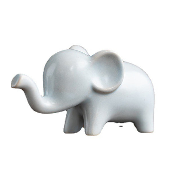 Buddha Stones Klein keramisch olifantje als theehuisdier, beeldje voor op het bureau. - image 14