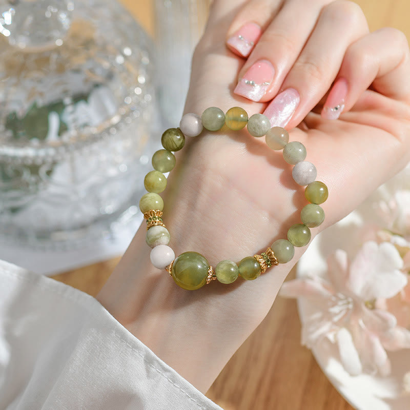 Buddha Stones Groene druivenkleurige jade Armband met overvloed - image 12