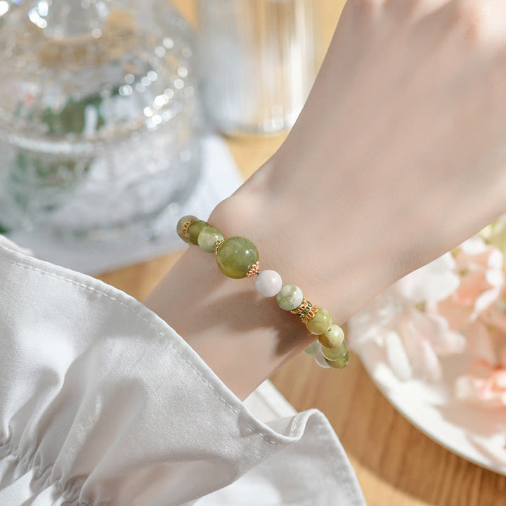 Buddha Stones Groene druivenkleurige jade Armband met overvloed - image 11