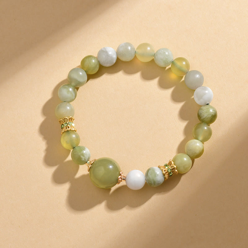 Buddha Stones Groene druivenkleurige jade Armband met overvloed - image 5