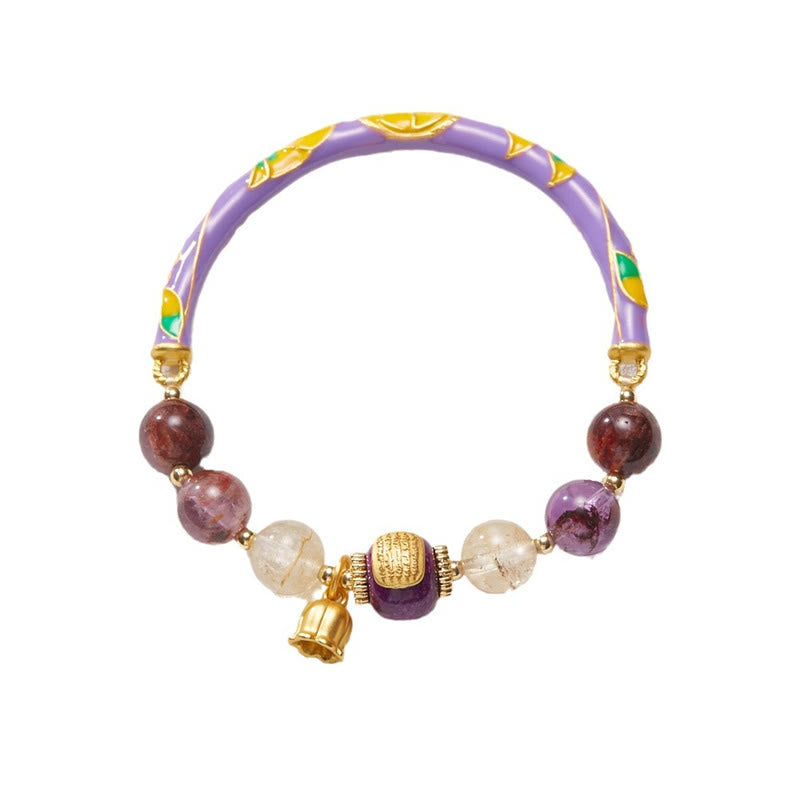 Buddha Stones Paarse Phantom Paarse Jade Schrift Citrien Liefde Wijsheid Bangle-armband - image 7