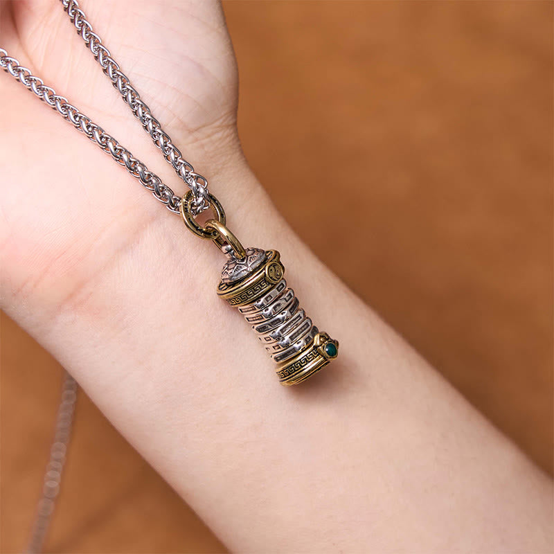 Buddha Stones Draaibare Ketting met Yin Yang-toren van koper. - image 4