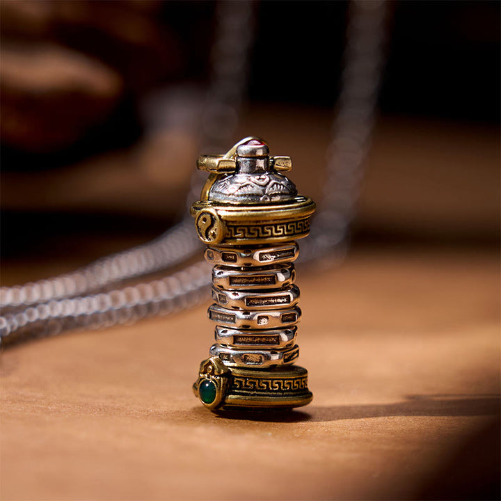 Buddha Stones Draaibare Ketting met Yin Yang-toren van koper. - image 0