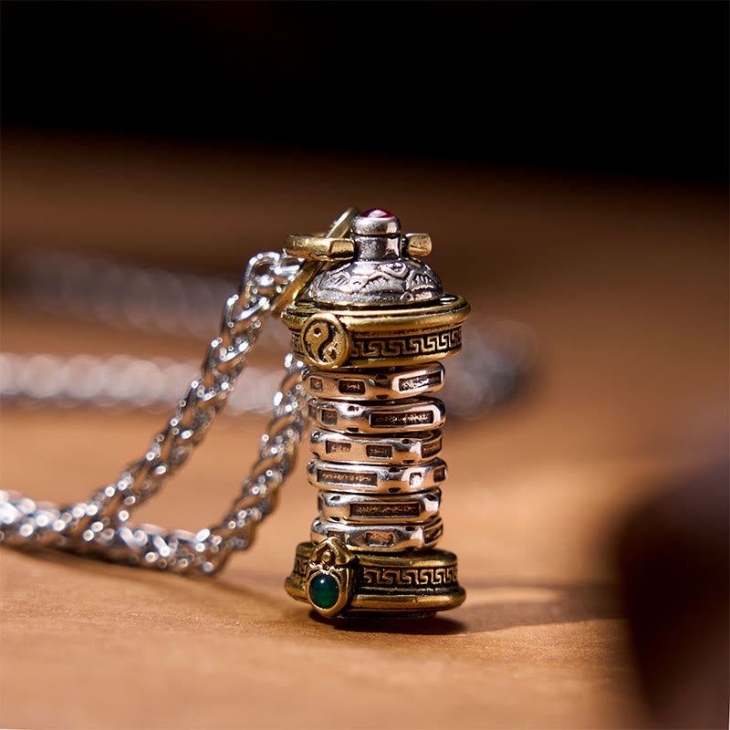 Buddha Stones Draaibare Ketting met Yin Yang-toren van koper. - Yin Yang- Ketting - image 1