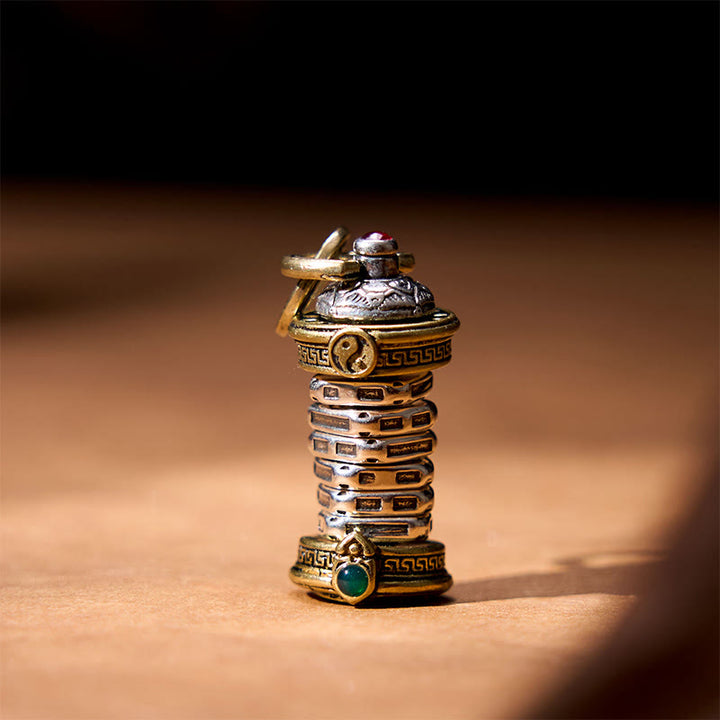 Buddha Stones Draaibare Ketting met Yin Yang-toren van koper. - image 3