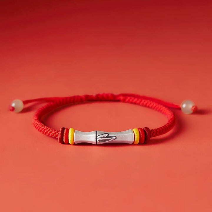 Buddha Stones 999 Sterling Zilveren Rode String Bamboe Armband - Rood (Polsomtrek 14-21 cm) - image 13