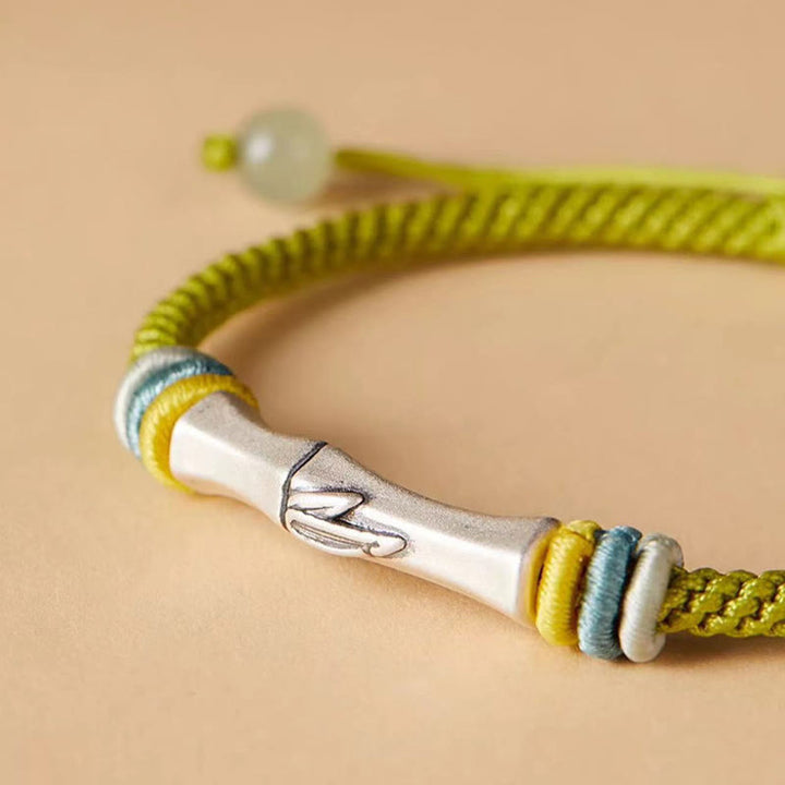 Buddha Stones 999 Sterling Zilveren Rode String Bamboe Armband - image 8