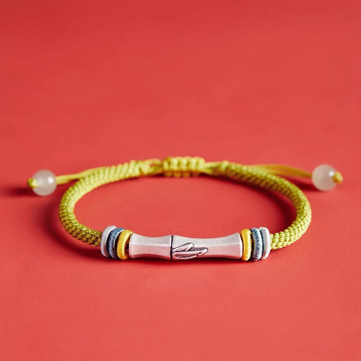 Buddha Stones 999 Sterling Zilveren Rode String Bamboe Armband - image 1