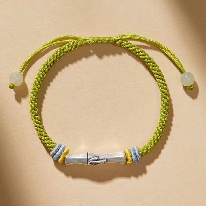 Buddha Stones 999 Sterling Zilveren Rode String Bamboe Armband - image 7