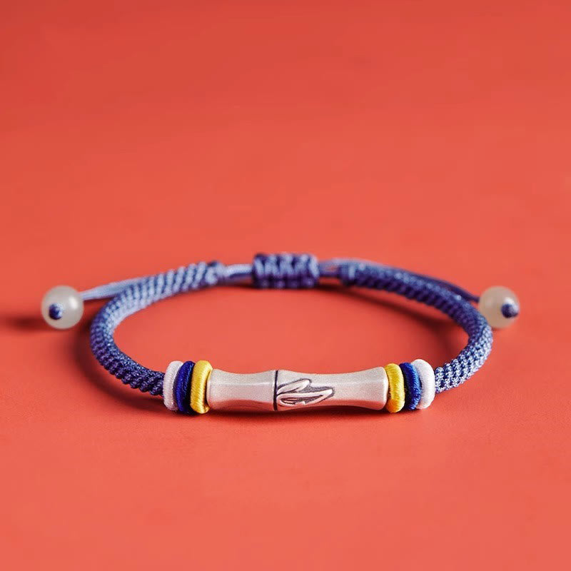 Buddha Stones 999 Sterling Zilveren Rode String Bamboe Armband - Blauw (Polsomtrek 14-21 cm) - image 16