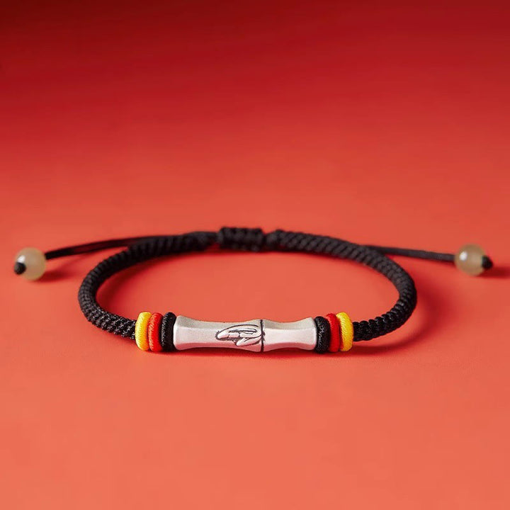 Buddha Stones 999 Sterling Zilveren Rode String Bamboe Armband - Zwart (Polsomtrek 14-21 cm) - image 15