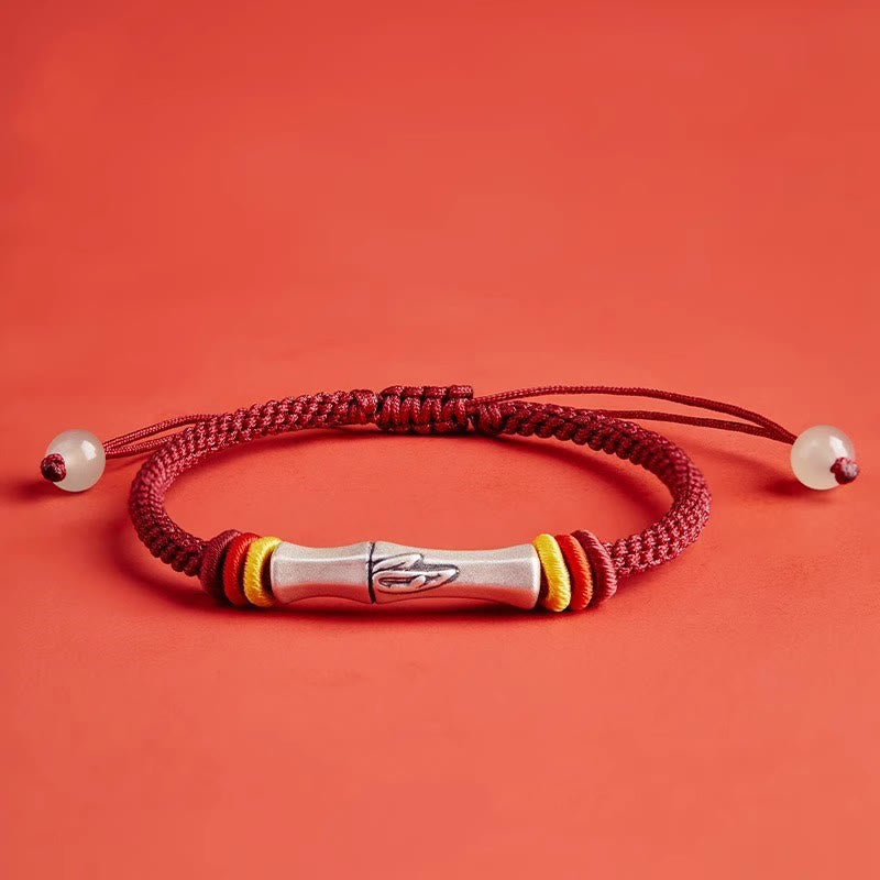 Buddha Stones 999 Sterling Zilveren Rode String Bamboe Armband - Donkerrood (Polsomtrek 14-21 cm) - image 12
