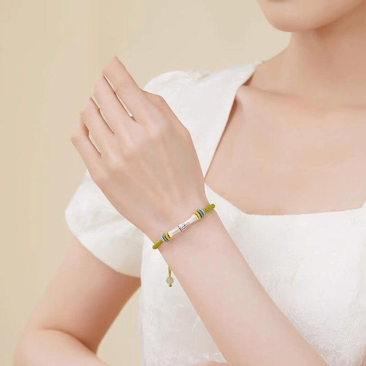 Buddha Stones 999 Sterling Zilveren Rode String Bamboe Armband - image 4