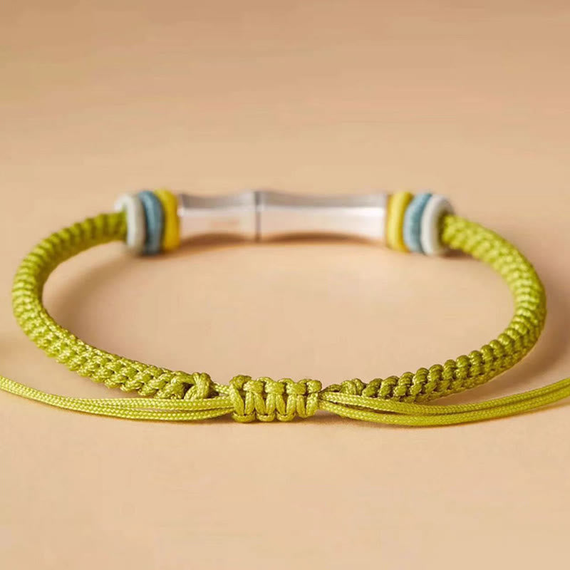 Buddha Stones 999 Sterling Zilveren Rode String Bamboe Armband - image 3