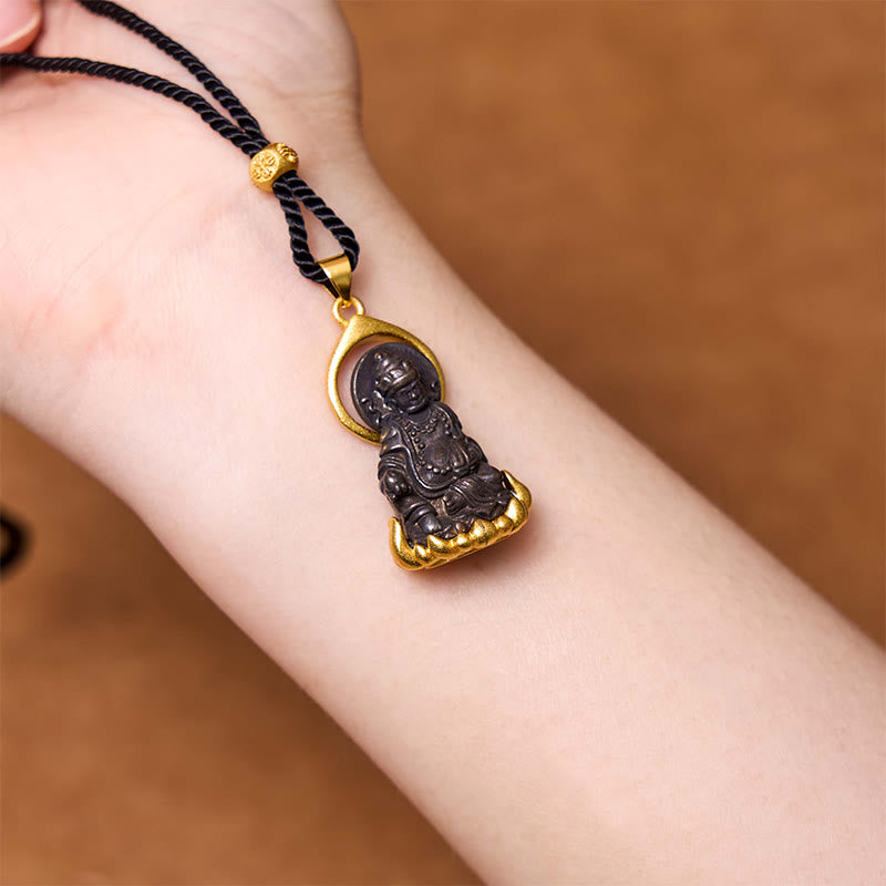Buddha Stones Tibetaanse gele Jambhala Ketting met afbeelding van de god van rijkdom en sereniteit. - image 1