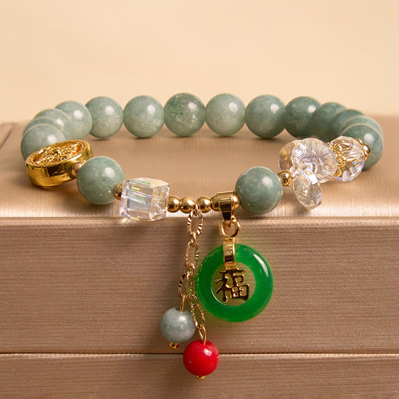 Buddha Stones Aardbeikwarts Jade Fu Karakter Bedeltje Helende Armband - image 7