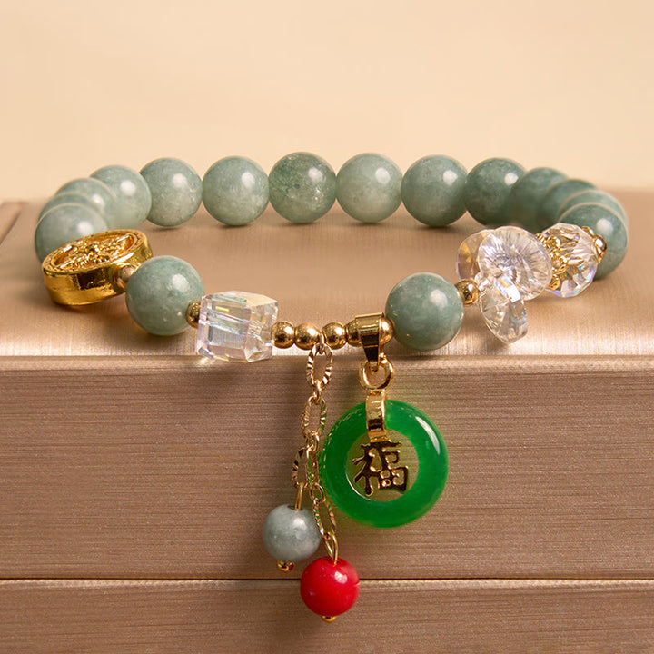 Buddha Stones Aardbeikwarts Jade Fu Karakter Bedeltje Helende Armband - image 7