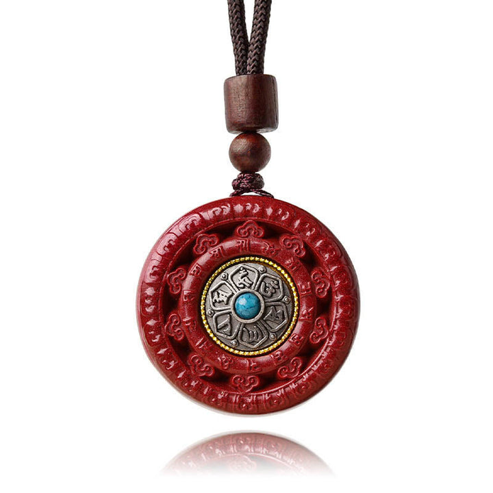 Buddha Stones Cinnabar Om Mani Padme Hum zegen draaibare Ketting sleutelhanger - image 12