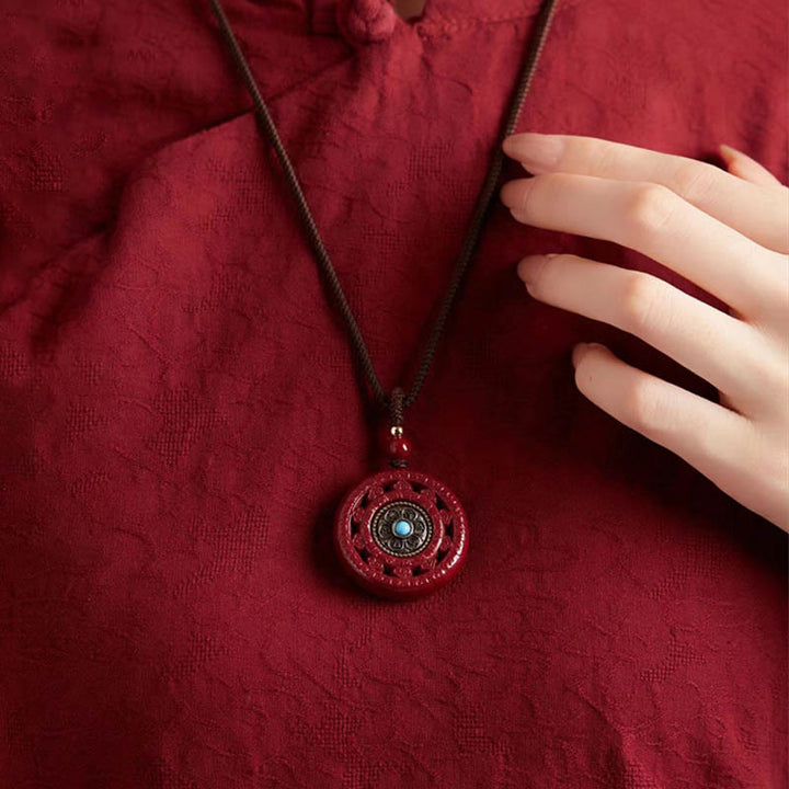 Buddha Stones Cinnabar Om Mani Padme Hum zegen draaibare Ketting sleutelhanger - image 4