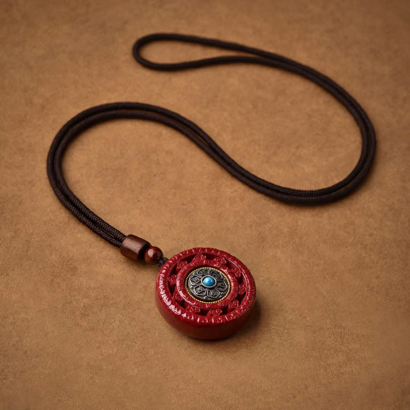 Buddha Stones Cinnabar Om Mani Padme Hum zegen draaibare Ketting sleutelhanger - image 10
