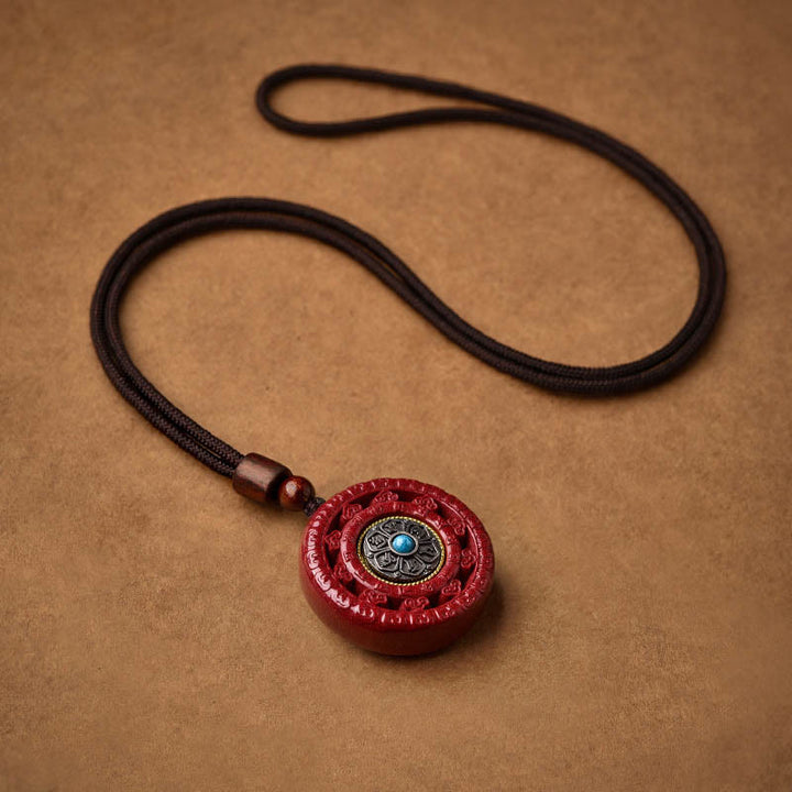 Buddha Stones Cinnabar Om Mani Padme Hum zegen draaibare Ketting sleutelhanger - image 10
