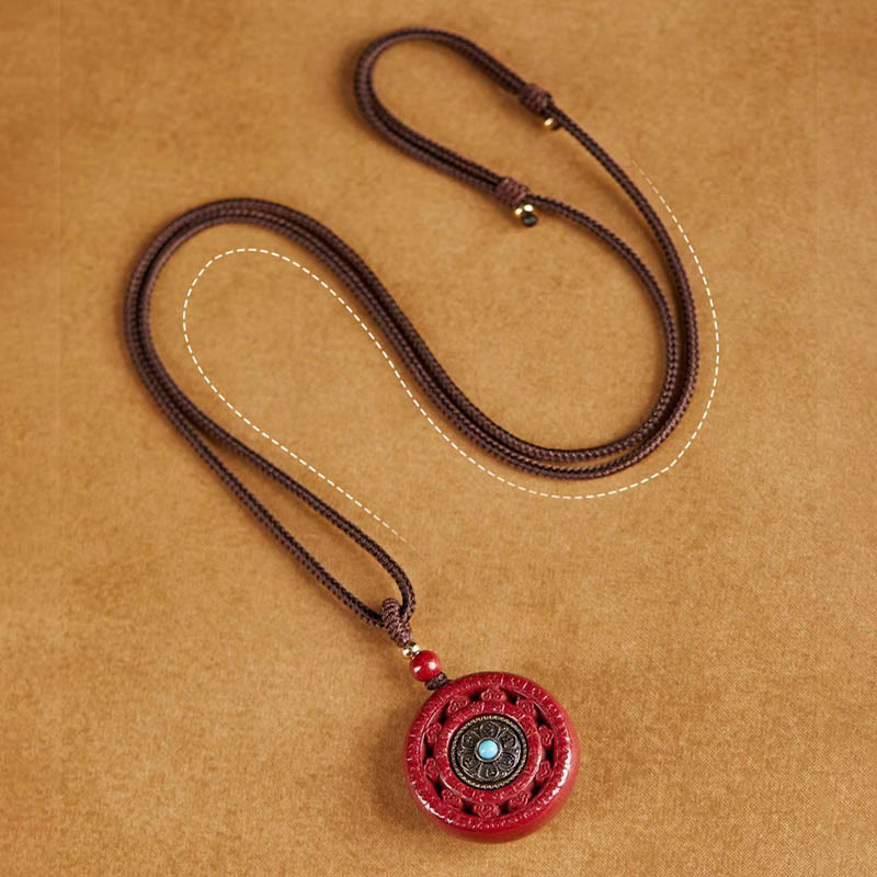 Buddha Stones Cinnabar Om Mani Padme Hum zegen draaibare Ketting sleutelhanger - image 11