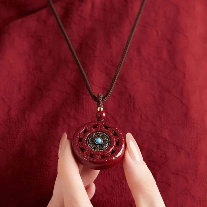 Buddha Stones Cinnabar Om Mani Padme Hum zegen draaibare Ketting sleutelhanger - image 7