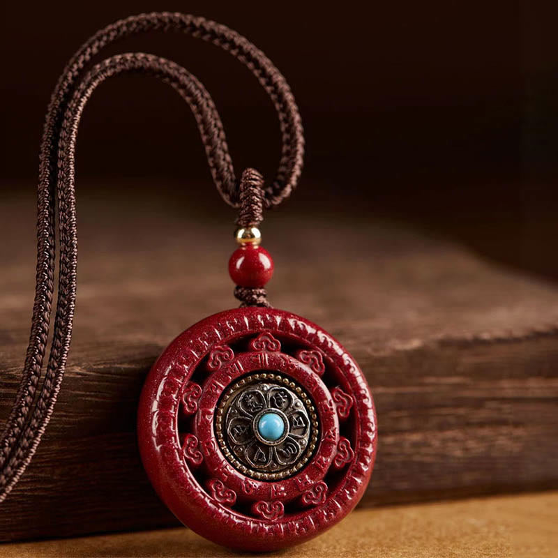 Buddha Stones Cinnabar Om Mani Padme Hum zegen draaibare Ketting sleutelhanger - image 9
