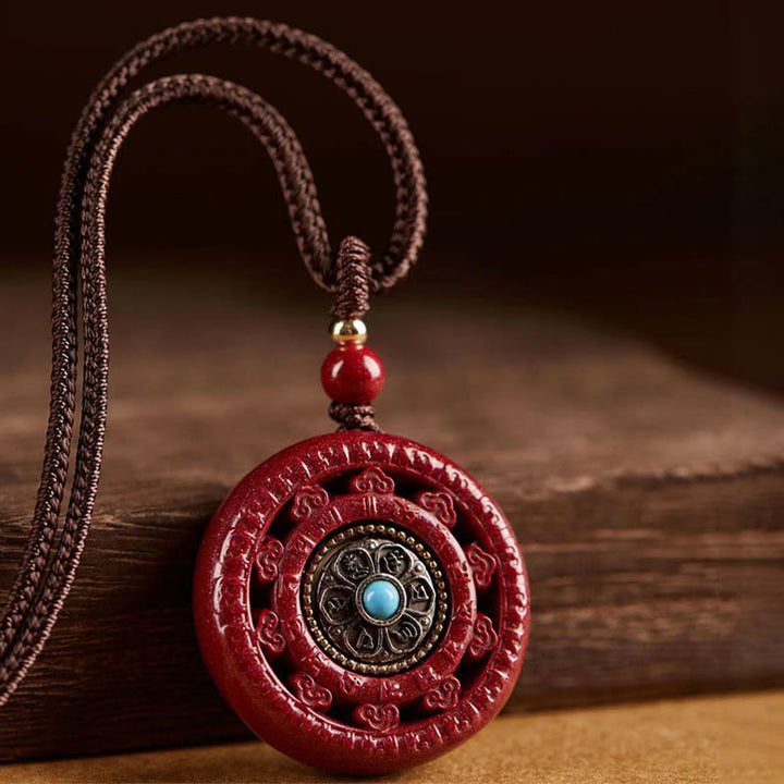 Buddha Stones Cinnabar Om Mani Padme Hum zegen draaibare Ketting sleutelhanger - image 9