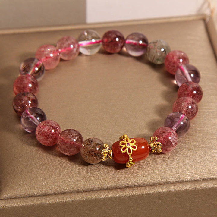 Buddha Stones Natuurlijke Super Seven Kristal Rode Agaat Armband - image 1
