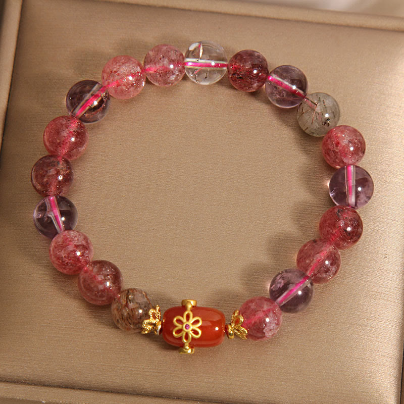 Buddha Stones Natuurlijke Super Seven Kristal Rode Agaat Armband - image 6