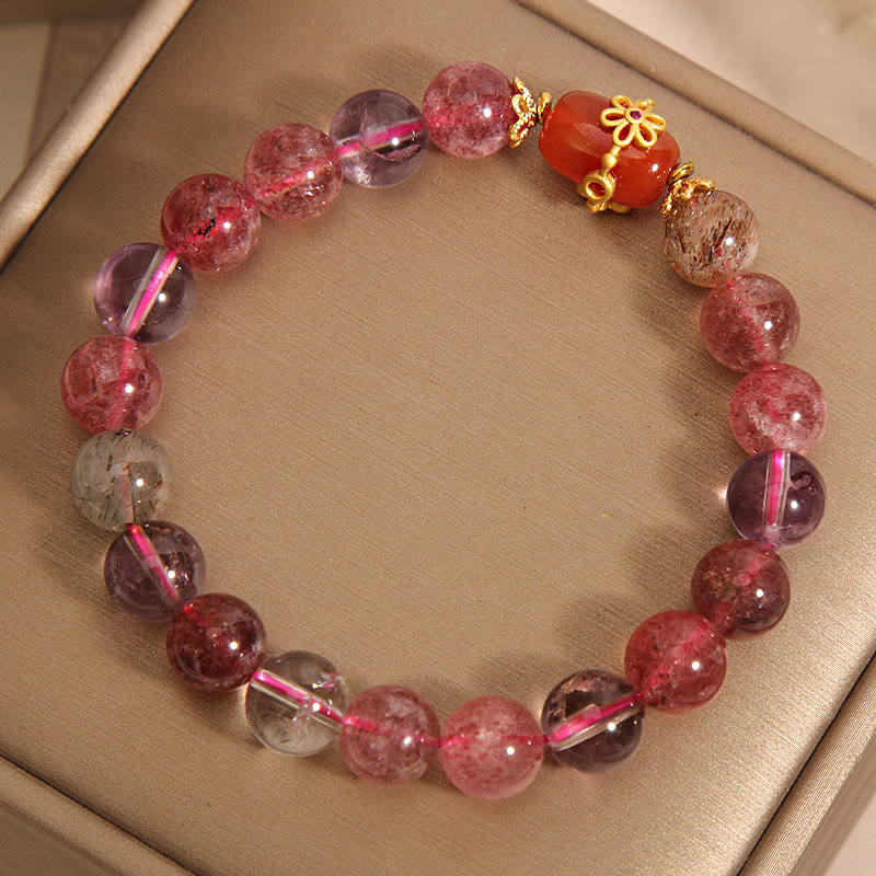 Buddha Stones Natuurlijke Super Seven Kristal Rode Agaat Armband - image 4