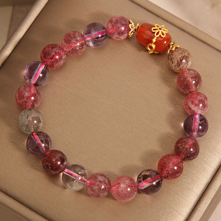 Buddha Stones Natuurlijke Super Seven Kristal Rode Agaat Armband - image 4