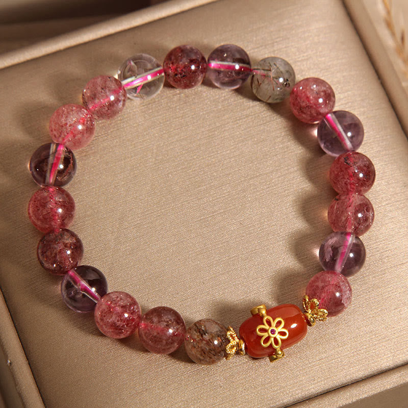 Buddha Stones Natuurlijke Super Seven Kristal Rode Agaat Armband - image 8