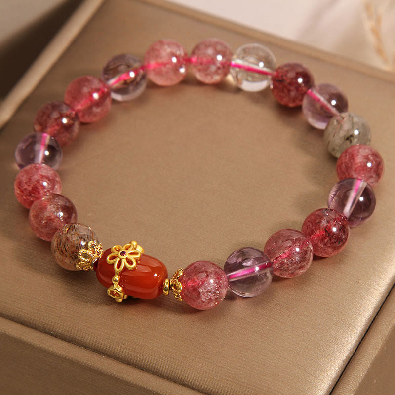 Buddha Stones Natuurlijke Super Seven Kristal Rode Agaat Armband - image 3