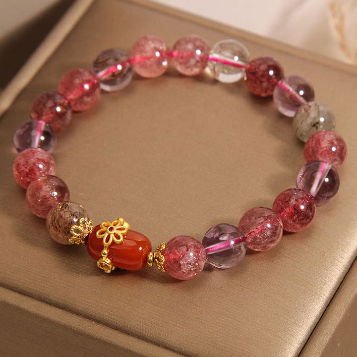 Buddha Stones Natuurlijke Super Seven Kristal Rode Agaat Armband - image 3