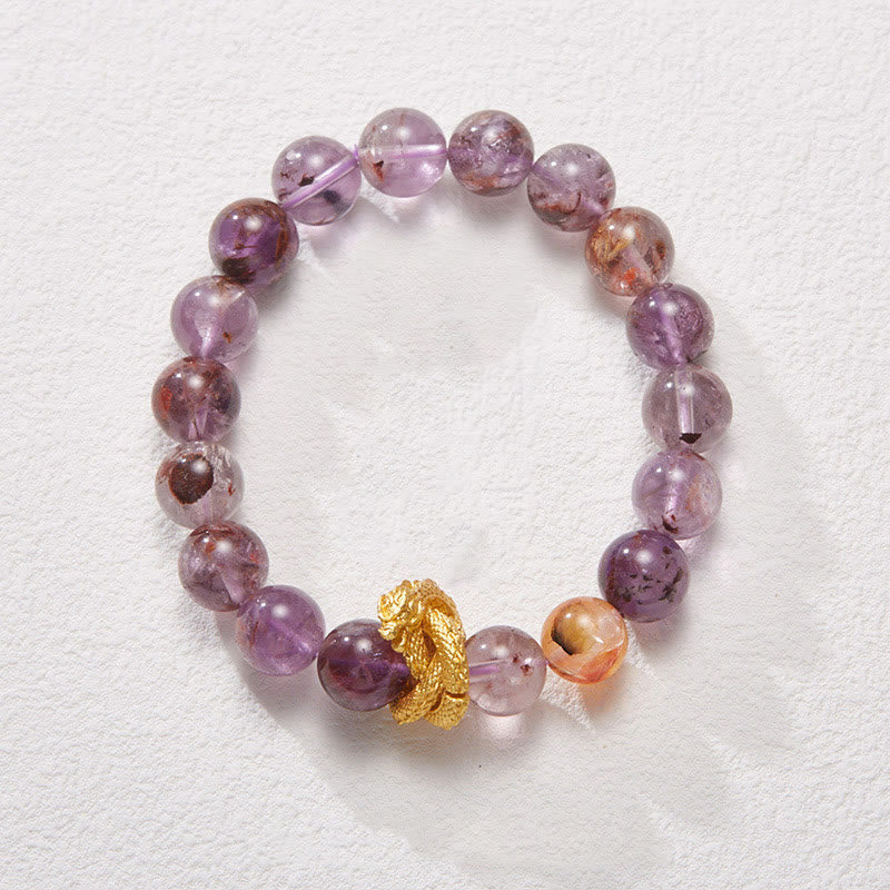 Buddha Stones Paarse Phantom koperen vergulde Armband - Paarse Phantom (Polsomtrek: 14-16 cm) - image 0