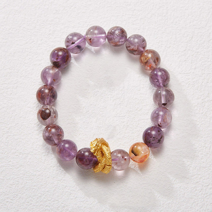 Buddha Stones Paarse Phantom koperen vergulde Armband - Paarse Phantom (Polsomtrek: 14-16 cm) - image 0
