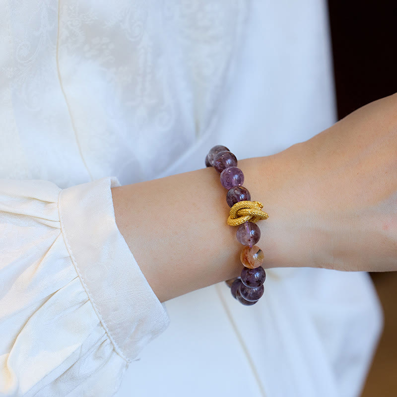 Buddha Stones Paarse Phantom koperen vergulde Armband - image 9