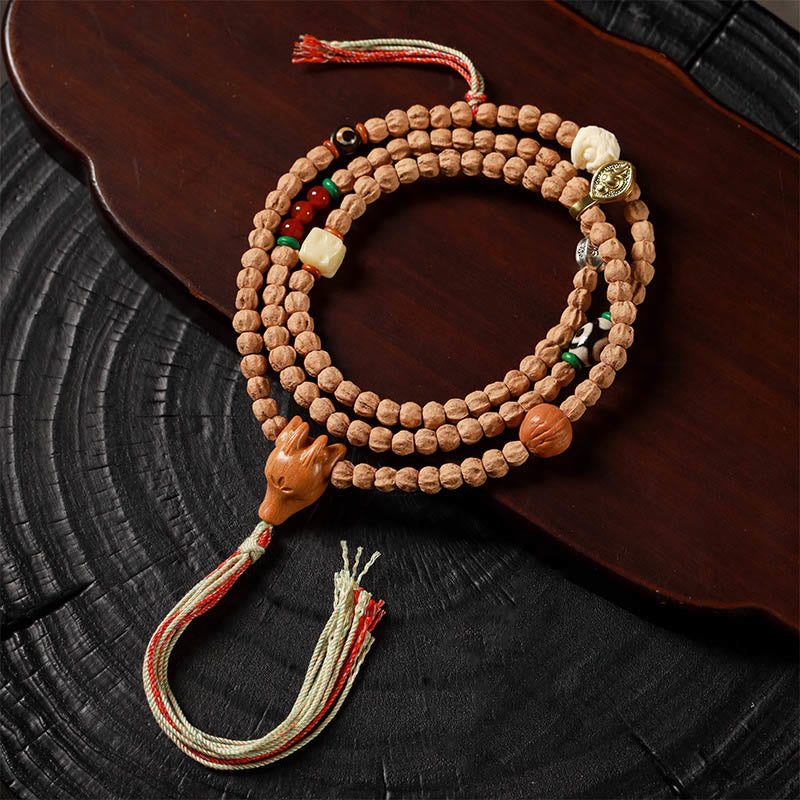 Buddha Stones Mala met 108 kralen, Bodhizaad , rode agaat en hertenkop. - Bodhizaad - image 0