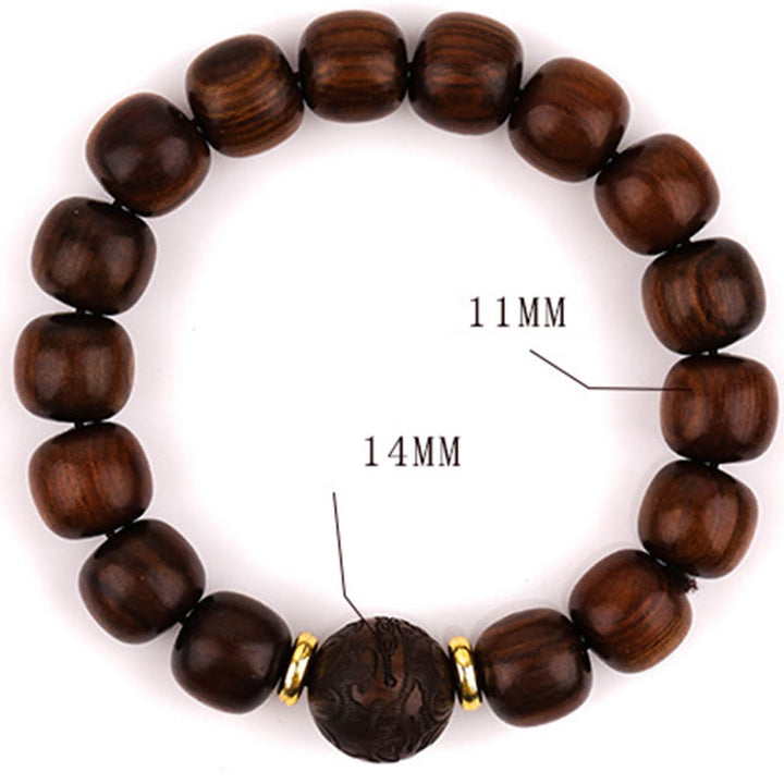 Buddha Stones Armband van natuurlijk rozenhout met symbool voor compassie. - image 7