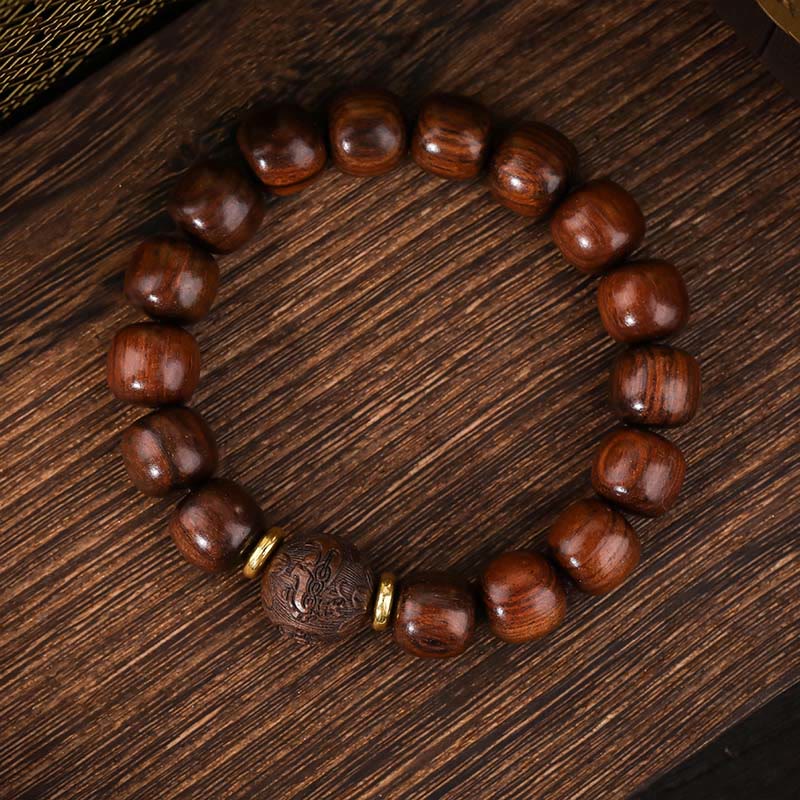 Buddha Stones Armband van natuurlijk rozenhout met symbool voor compassie. - image 2